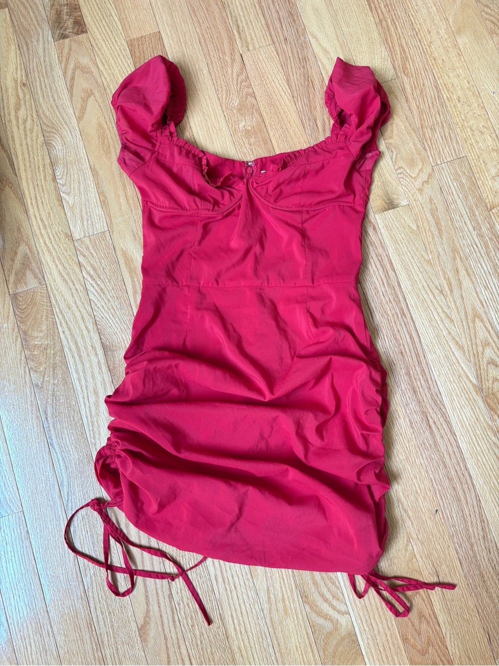 Tiger Mist Red Ruched Sleeve Mini Dress - Women Tops